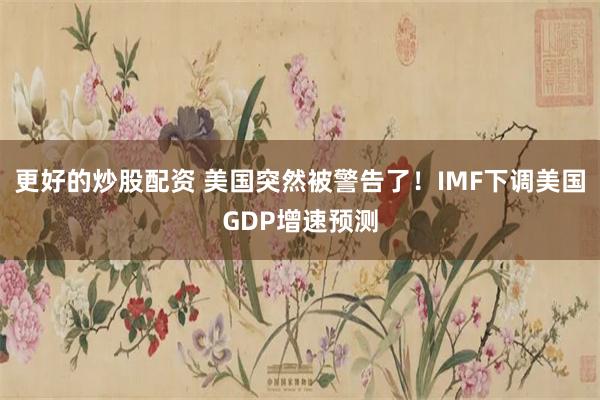 更好的炒股配资 美国突然被警告了！IMF下调美国GDP增速预测