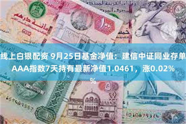 线上白银配资 9月25日基金净值：建信中证同业存单AAA指数7天持有最新净值1.0461，涨0.02%