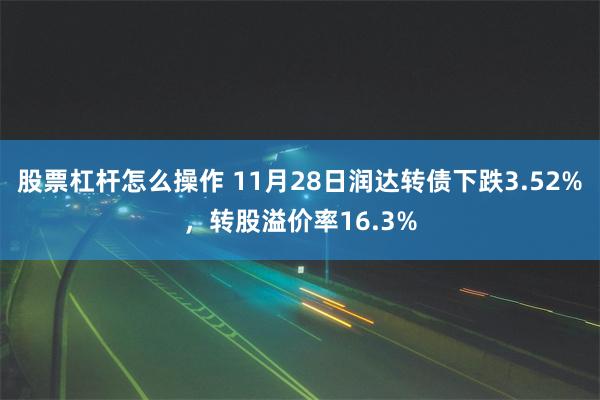 股票杠杆怎么操作 11月28日润达转债下跌3.52%，转股溢价率16.3%